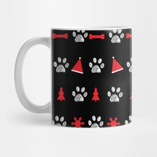 Striped black and red pattern with paw prints II Mug